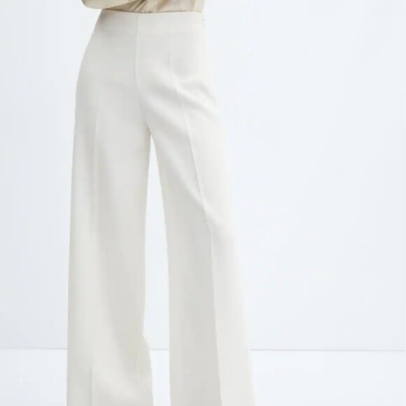 MANGO Women's Straight Pristine White Pants - Picture 2 of 8
